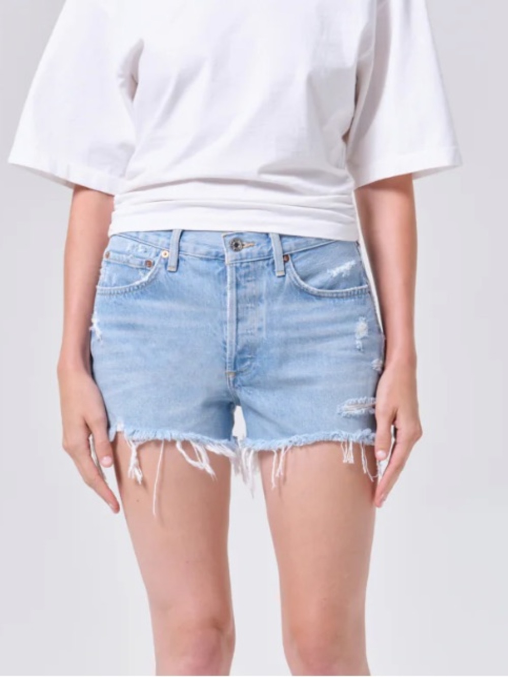 Agolde Parker Vintage Cut Off Short in color Swapmeet Blue